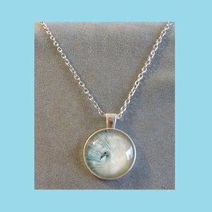 New: White Peacock picture Necklace